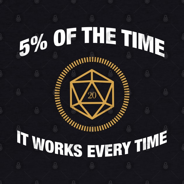 D20 Dice 5 Percent of the Time It Works Everytime - RPG by pixeptional